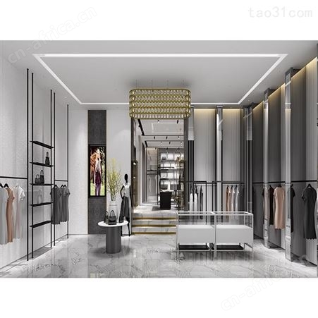 定制商场品牌女装服装店展柜 展示架 挂衣架 门面烤漆玻璃展示柜 落地式货架  陈列展架