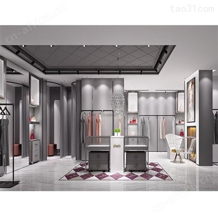 定制商场品牌女装服装店展柜 展示架 挂衣架 门面烤漆玻璃展示柜 落地式货架  陈列展架