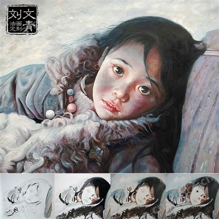 油画批量定制 装饰画 无框画 高档写实人物画手绘