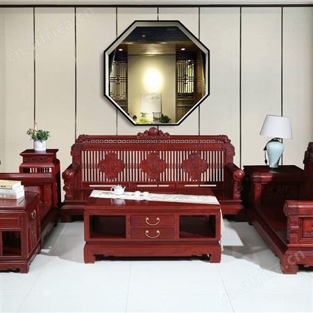 明清工匠实木定做红木家具红花梨中国韵B款沙发六件套