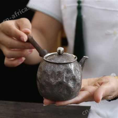 手柄纯银999侧把泡茶烧水壶高档功夫茶具套装旅行公道杯煮茶银壶