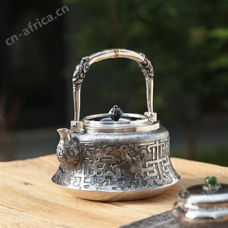 纯银999银壶 烧水壶家用煮茶壶纯手工一张打复古日式茶道茶具