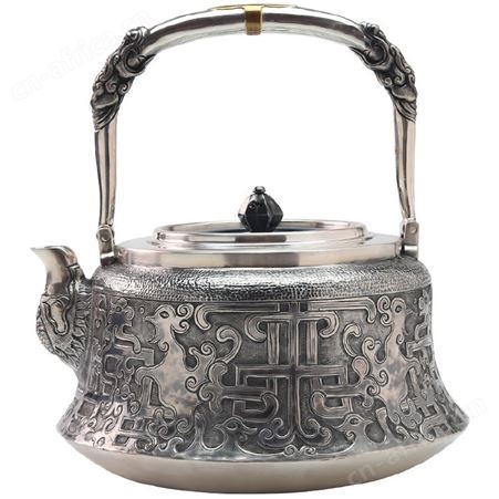 纯银999银壶 烧水壶家用煮茶壶纯手工一张打复古日式茶道茶具