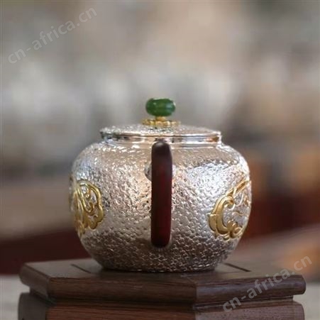 手工银器 足银999银茶壶套装 银壶定制 高档商务茶具礼品