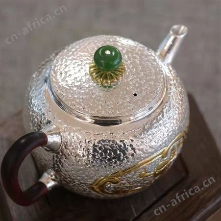 手工银器 足银999银茶壶套装 银壶定制 高档商务茶具礼品
