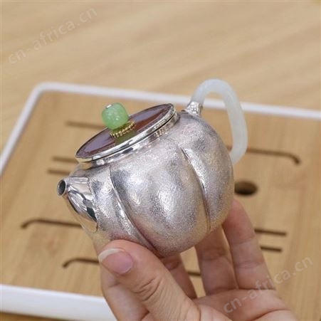 铜盖南瓜全手工泡茶银壶S999纯银功夫沏茶小茶壶家用把手防烫茶具