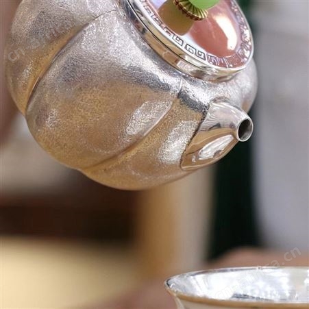 铜盖南瓜全手工泡茶银壶S999纯银功夫沏茶小茶壶家用把手防烫茶具
