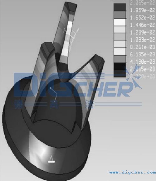 排液阀芯的位移云图